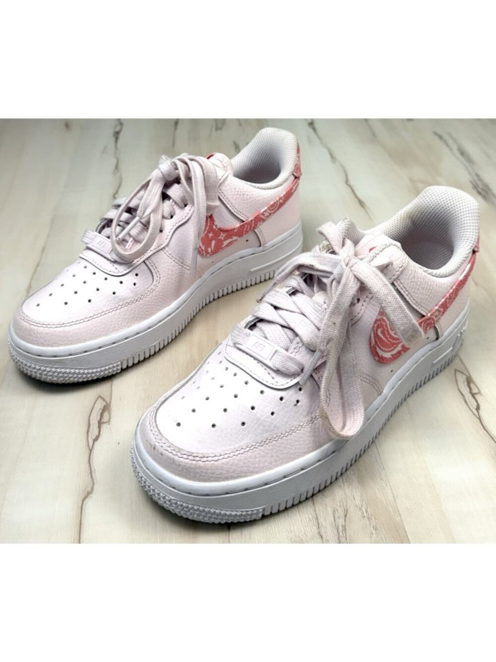 NIKE Womens US 5 Air Force 1 Low '07 Pink Paisley Athletic SHOES FD1448-664 EUC